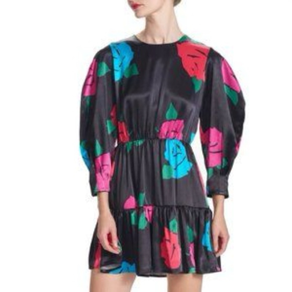 Corey Lynn Calter Black Dress with Bold Floral Print